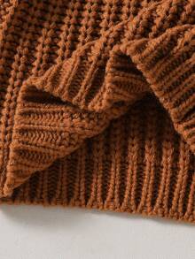 Baby Girls Sweater Set,Vintage Thick Knit Outfit,Caramel Crew Neck Sweater+Beige Ribbed Pants,2 Pcs Autumn,Modest,Family Matching,All Shades Of Brown - Multicolor - View 9
