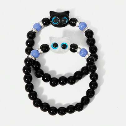 Y2Kool 2 piezas Pulsera luminosa con ojos grandes de gato, regalo adecuado para parejas y amigos
