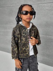 Chaqueta con capucha de jean con estampado de leopardo para niño - Multicolor - Ver 3