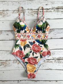 Swim Vcay Elegancka, jednoczęściowa sukienka damska z kwiatowym nadrukiem, romantyczna i wyrafinowana na letnie wakacje