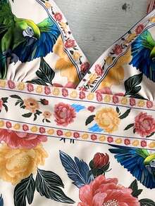 Swim Vcay Elegancka, jednoczęściowa sukienka damska z kwiatowym nadrukiem, romantyczna i wyrafinowana na letnie wakacje