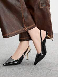 CUCCOO BIZCHIC Women's Fashion Black All-Match Everyday Versatile Sexy Party High Heel Mule Shoes - Black - View 5