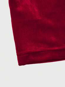 Women's Solid Color Off Shoulder Long Sleeve Fashionable Top And Flared Velvet Pants Set - Burgundy - View 4