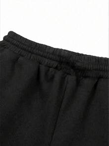 Manfinity Dauomo 男士休闲字母印花运动裤，秋冬 - 黑色 - 查看 5