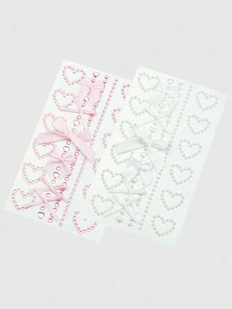 Kawaii 1 pièce Nœud en dentelle, cœur, étoile, croix, paillettes et décoration de bijoux autocollante