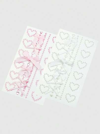 Kawaii 1pc Lace Bow, Heart, Star, Cross, Diamond Glitter & Jewel Decor Sticker
