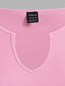 SHEIN EZwear 3 件套女式新款 V 领腰部褶皱紧身针织长袖 T 恤，初秋 - 粉色 - 查看 3