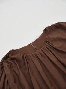 Aalyst Women's Elegant French Style Luxury Chic Christmas Party Casual Vacation Workwear Vintage Loose Waist Ruched Hem Long Sleeve Dress With Pockets