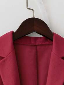 GlowEve 女士纯色披肩领长袖外套和百褶中长裙优雅套装 - 酒紅色 - 查看 5