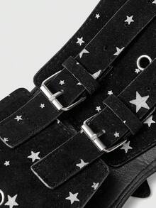 ROMWE Grunge Punk Y2K朋克风黑色金属铆钉眼多口袋可调节金属扣腰包（女款） - 白黑色 - 查看 3