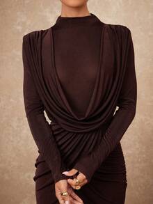 Lumalex Váy VITNOS Thu Đông Cao Cấp Thanh Lịch Màu Nâu Dệt Kim Xếp Ly Màu Trơn Eo Ôm Dáng Eo Thon Tay Dài Cho Nữ Trang Phục Thường Ngày Thường Ngày / Hẹn Hò / Dã Ngoại / Tiệc Đêm / Trang Phục Tụ Tập Phong Cách Mùa Thu Mới Cho Nữ, Váy Sang Trọng Cho Tiệc, Thời Trang Thu Đông Này, Trang Phục Thường Ngày Thanh Lịch, Đêm Dạ Hội, Mùa Thu Sang Trọng, Phong Cách Dự Tiệc, Trang Phục Cuối Tuần, Váy Quyến Rũ, Phong Cách Công Sở Thu Đông, Lãng Mạn Tinh Tế, Váy Đầm Lãng Mạn Quyến Rũ, Váy Dự Tiệc Mùa Thu, Váy Xếp Ly, Thường Ngày Công Sở, Váy Tốt Nghiệp Dạ Hội, Thích Hợp Cho Hẹn Hò, Đi Chơi, Đi Chơi Đêm, Đám Cưới, Ngày Lễ, Kỳ Nghỉ, Sinh Nhật - màu nâu - Xem 4