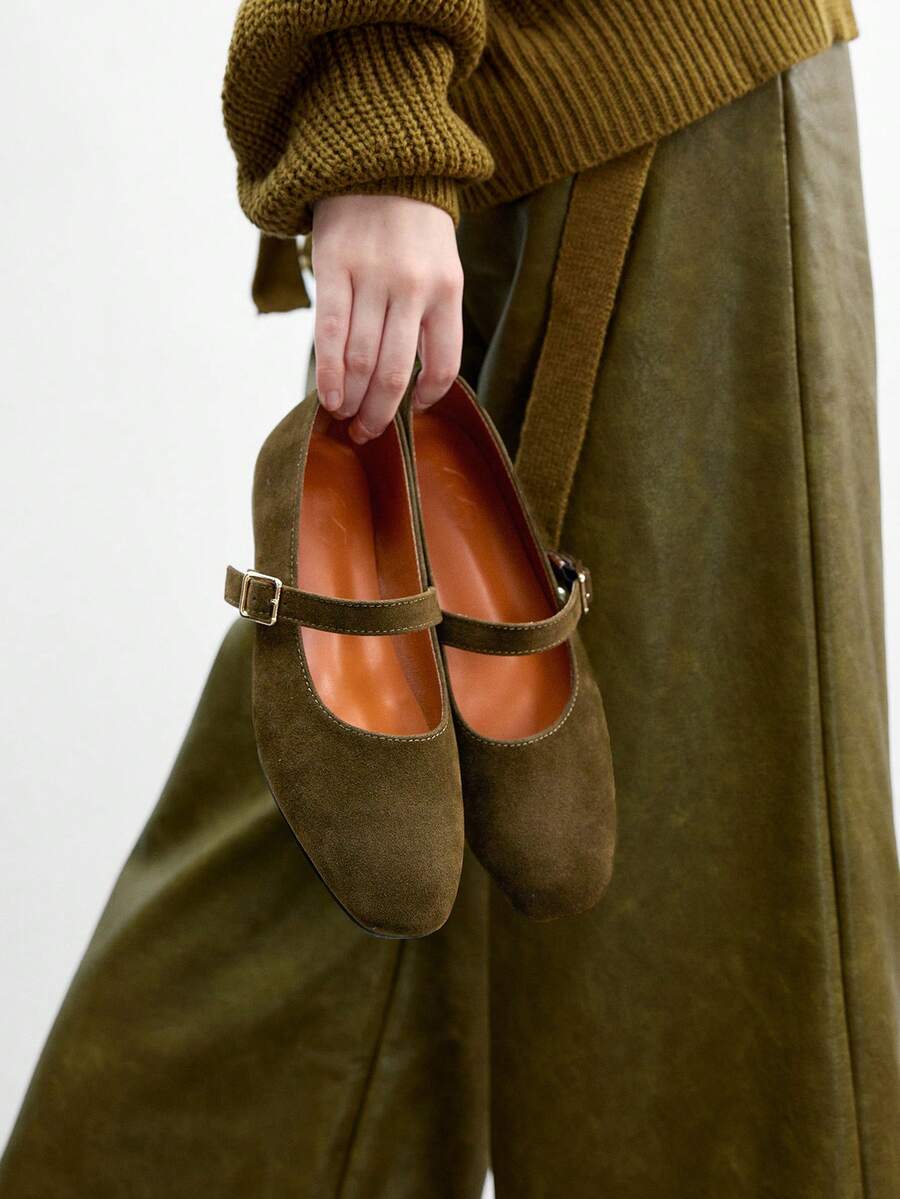 CUCCOO BIZCHIC Women's Fashion Commuter Versatile Casual Mary Jane Flat Shoes - Army Green - View 1