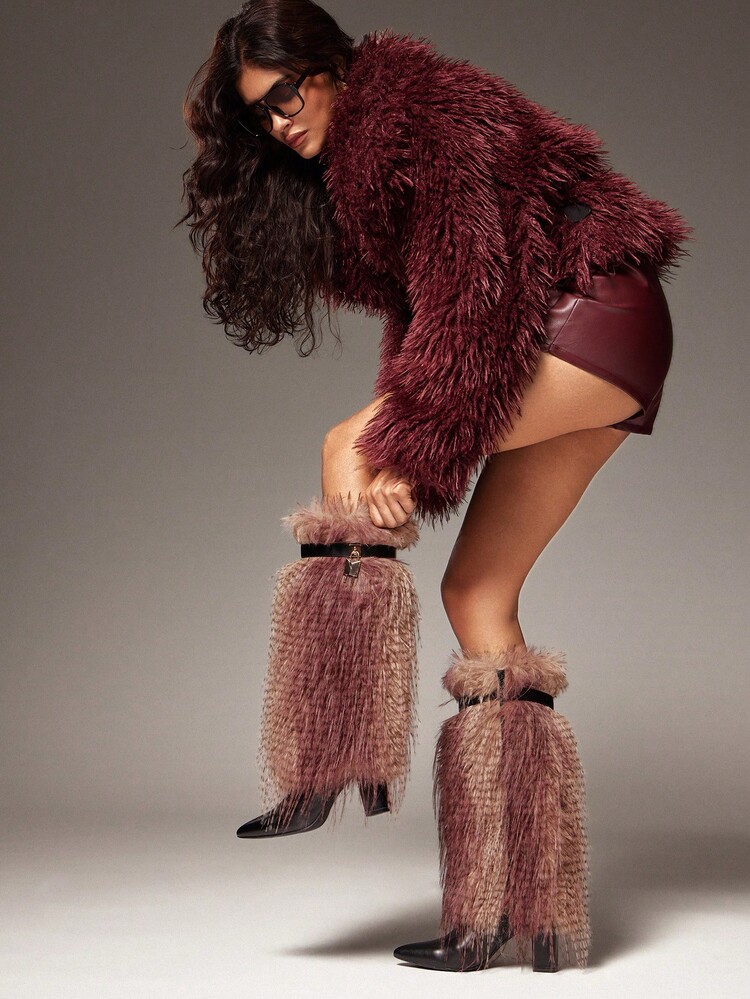 SHUZIA Women Fabulous Fuzzy Faux Fur Warm Knee-High Winter Boots - Camel - View 1