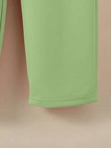 SHEIN 2件女童字母印花纯色卫衣+运动裤套装 - 綠色 - 查看 6