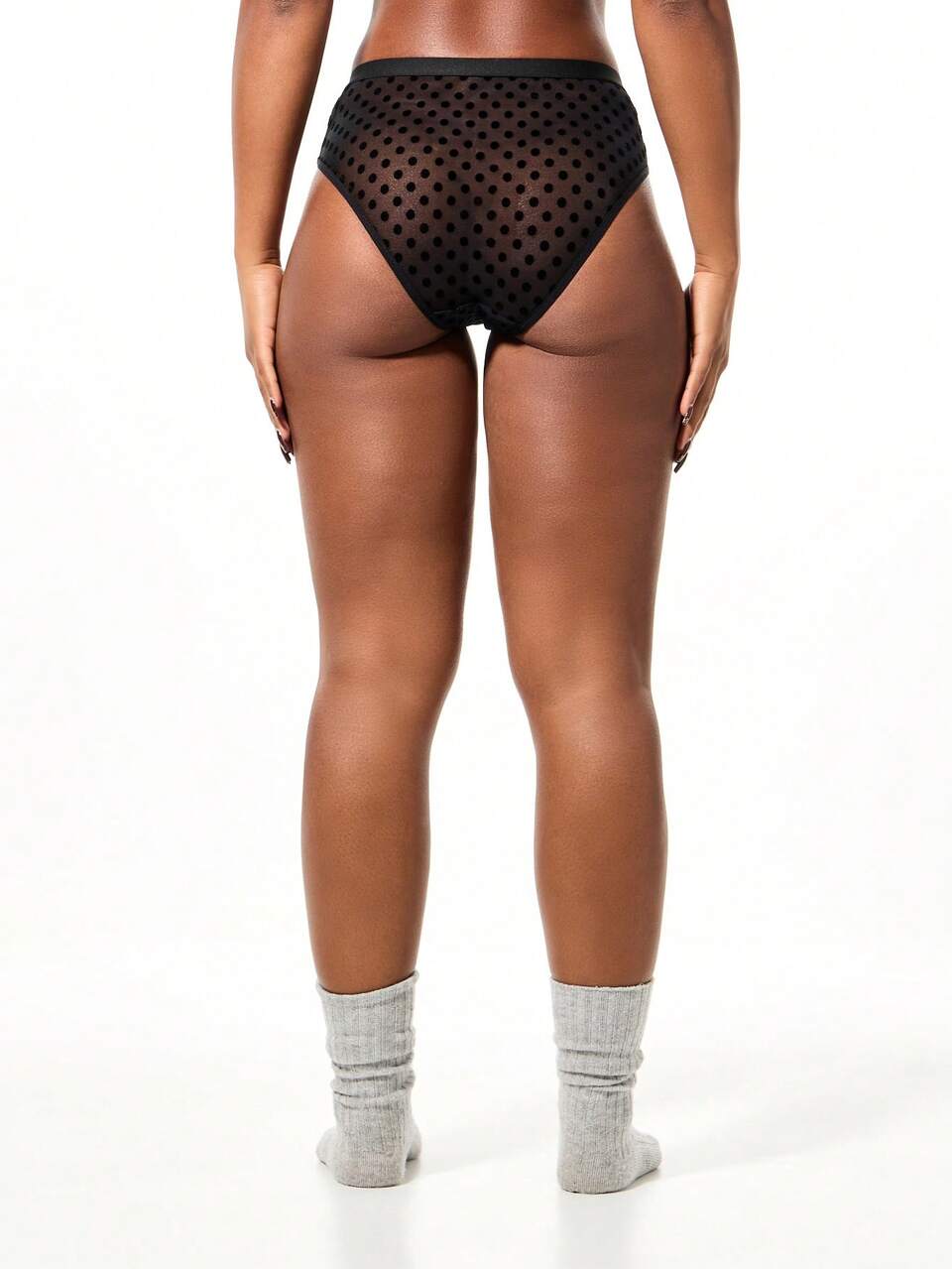 SUMWON Polka Dot Mesh Briefs High Waisted Underwear With Branded Waistband