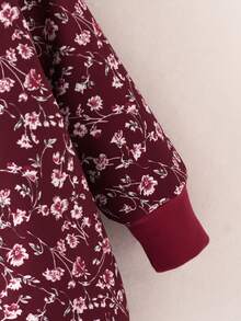 SHEIN 少女花卉印花连帽长袖夹克外套 - 彩色 - 查看 5