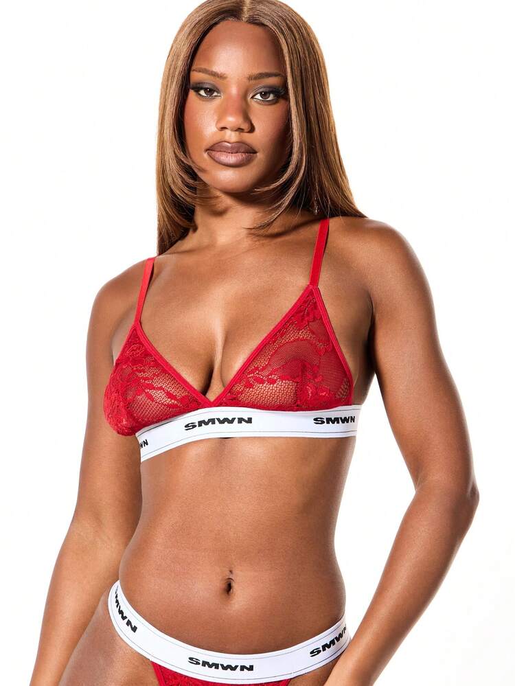 SUMWON WOMEN Lace Triangle Bralette With Contrast Band