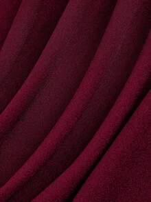 SHEIN Clasi 大码女式休闲纯色蝴蝶结A字裙 - 酒紅色 - 查看 3