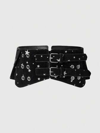 Grunge Punk Y2K Punk Style Black Metal Rivet Eye Multi-Pocket Adjustable Metal Buckle Fanny Pack For Women