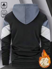 Manfinity Homme 男士秋冬外套，撞色保暖连帽衫，休闲设计师款 - 彩色 - 查看 2