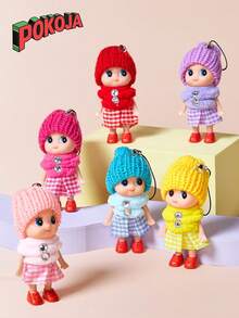 2pcs/4pcs/6pcs Random Cute Plush Doll Keychains - Confused Doll, Clown Doll Ornaments For Phone/Bag