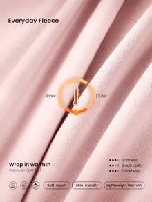 GLOWMODE Everyday Fleece Shine Bright Soft Warm Lightweight Oversized Off-The-Shoulder Pullover Sweatshirt Autumn Winter Outdoors Daily Casual Wear - 淺粉色 - 查看 3