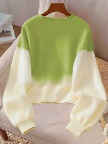 GlowEve Damen Farbverlauf Rundhals Drop Shoulder Langarm Lässig Loose Sweatshirt, Herbst/Winter