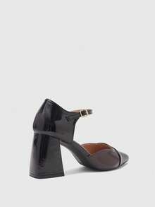 CUCCOO BIZCHIC Women's Pointed Toe Contrast Color Buckle Design Fashionable High Heels For Daily Wear - Black - View 8