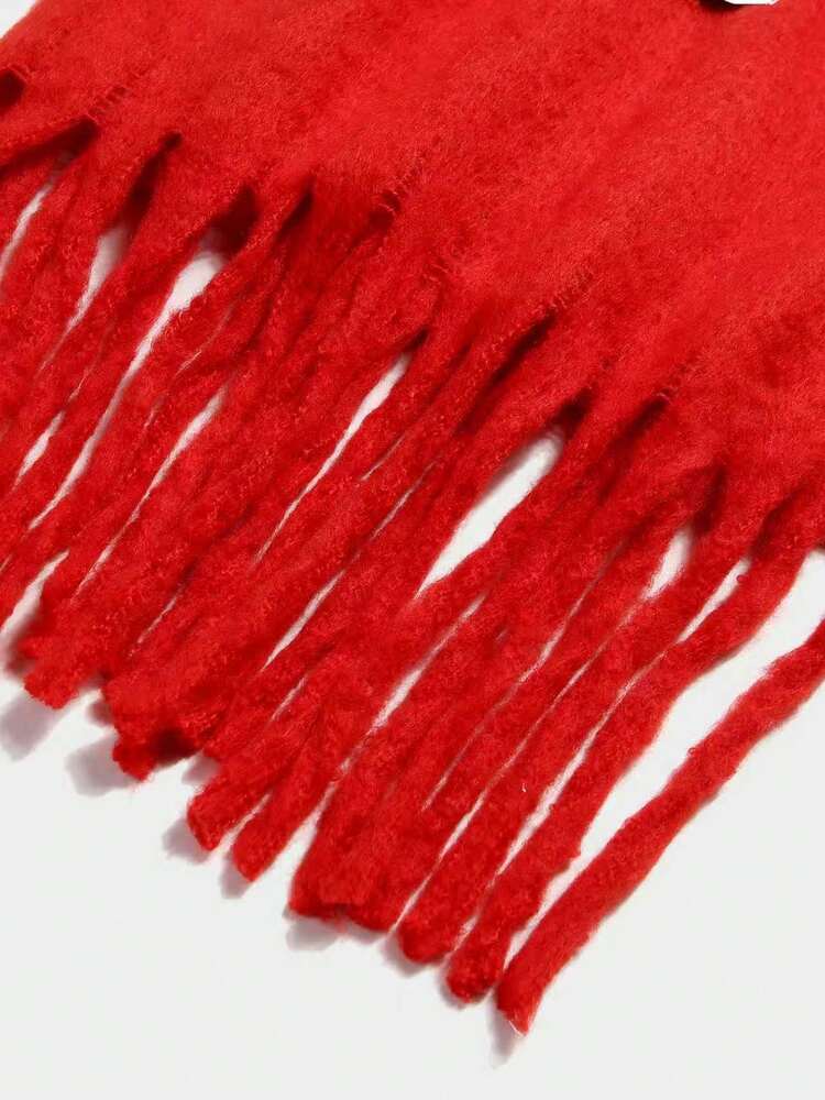 MISSGUIDED Fringe Scarf With Logo Patch