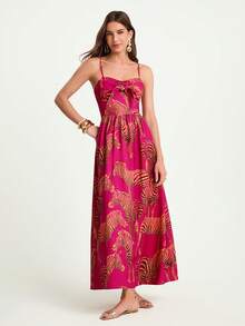 CAJUNI 女士斑马纹前结优雅吊带裙 - 彩色 - 查看 3