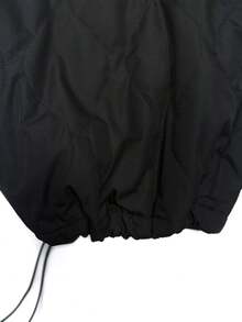 Franclia 大码秋冬绗缝纯色高腰抽绳休闲裤 - 黑色 - 查看 4