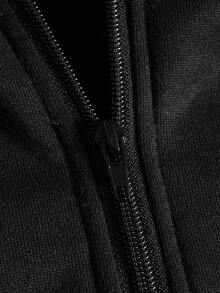 PAVTROS Men's Autumn Knight Print Zip-Up Thermal Lined Hooded Sweatshirt With Pockets, Casual Hoodie Men Street Wear Zip Up Black Graphic Hoodies, Long Sleeve Top - Black - View 8