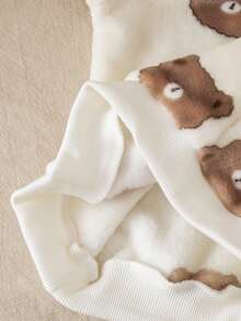 秋季小男孩休闲熊印花圆领运动衫和慢跑裤套装 - 杏色 - 查看 4