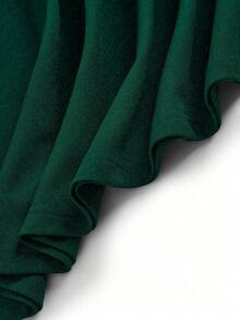 SHEIN Clasi 大码女式休闲纯色蝴蝶结A字裙 - 墨綠色 - 查看 3