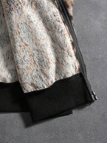 PAVTROS Manfinity Streetrush 男士街头风流行 INS 同款时尚豹纹拉链连帽卫衣，哥特风，街头服饰，运动套装，颓废风，保暖冬季，圣诞节，长袖上衣