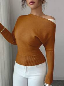 Elenzga pull femme à épaules dénudées color block, style vintage élégant, convient pour les vacances et les jours fériés, printemps/automne - Jaune citron - Voir 6