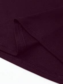 INAWLY 女式纯色修身圆领 T 恤，深紫色 - 中紫紅色 - 查看 6