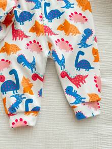 SHEIN 新生女婴休闲可爱卡通图案针织长袖睡衣套装 - 彩色 - 查看 7