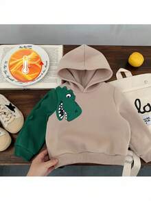 Pixure 男婴针织恐龙图案连帽休闲卫衣，长袖上衣，卫衣，男婴服装，恐龙服装，恐龙卫衣，连帽卫衣，婴儿卫衣 - 彩色 - 查看 1