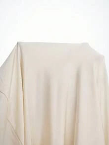 Váy dài Elenzga thanh lịch, vải bóng mới, dáng rộng, không dây, xếp ly eo, xẻ tà, thích hợp cho đám cưới, tiệc tốt nghiệp, hẹn hò và kỳ nghỉ - Màu be - Xem 8