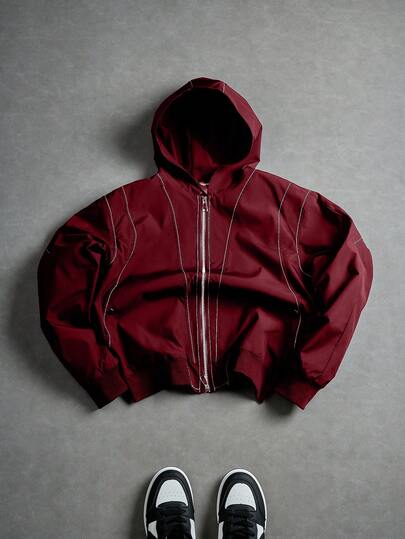 PAVTROS 男士长袖夹克，休闲连帽夹克，纯色简约拉链，百搭时尚休闲，开襟设计休闲夹克，这款夹克是送给朋友、丈夫、亲戚的绝佳礼物。深红色连帽衫，酒红色连帽衫，红色拉链连帽衫，栗色连帽衫，红色拉链连帽衫。