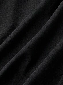 SHEIN MOD 女式优雅纯色蕾丝拼布中长连衣裙，夏季 - 黑色 - 查看 5