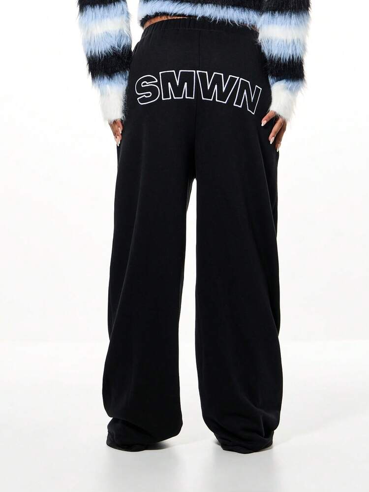 SUMWON WOMEN Oversized Branded Letter Applique Joggers
