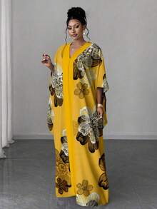 Maweii Women's Yellow Boho Summer Vacation Dress, Al-Adha Country Style Digital Print Elegant Sleeveless Slip Holiday Party Dress,Comfortable - Multicolor - View 4