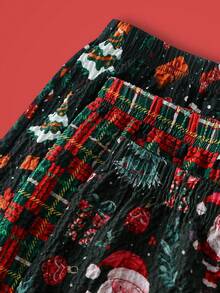 3 件套睡裤，糖果格子，圣诞雪人和雪花姜饼，泡泡褶皱，Y2K 俏皮女孩，女士家居服下装 - 彩色 - 查看 6