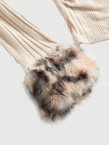 ROMWE J-Fashion Y2K Harajuku Chic Leopard Print Frayed Zip-Up Fitted Crop Top For Women - Apricot - View 4