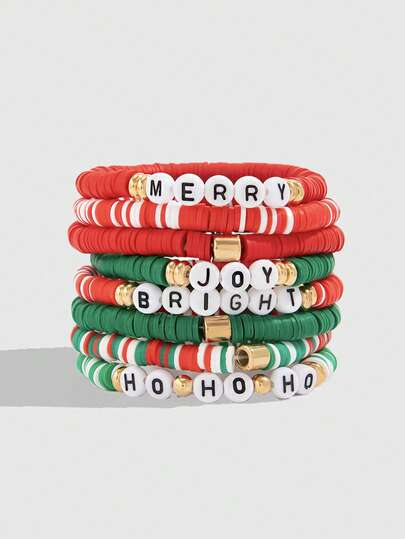 Kawaii 5pcs Fashionable Strawberry Pendant Crystal Beaded Bracelet Set, Sweet & Lovely For Women, Great For Friends And Valentine's Day Gifts,Mom,Mother,Mother's Day,Gift