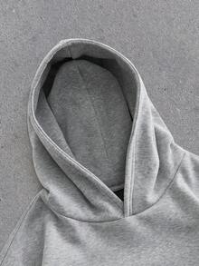 EASEVO Große Größen Lässiger, vielseitiger grauer Kapuzenpullover für Herren, Langarm-Oberteil - Grau - Übersicht 3