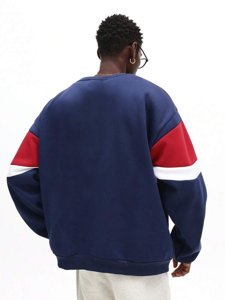 Crew Neck Colorblock Pullover Sweatshirt