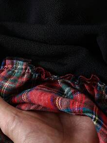 SHEIN Playful Pals Vestido casual de princesa de manga larga con bloqueo de color a cuadros y decoración de lazo 3D para niñas, vestido informal para primavera/otoño - Negro - Ver 9